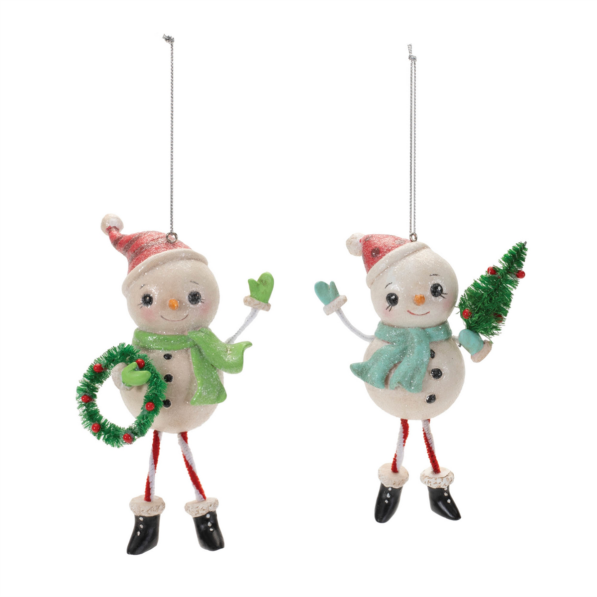 Snowman Ornament (Set of 12) 4”H Resin -Ship Only