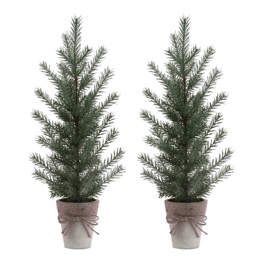 Potted Mini Tree (Set of 2) 23.5”H PVC/Plastic -Ship Only