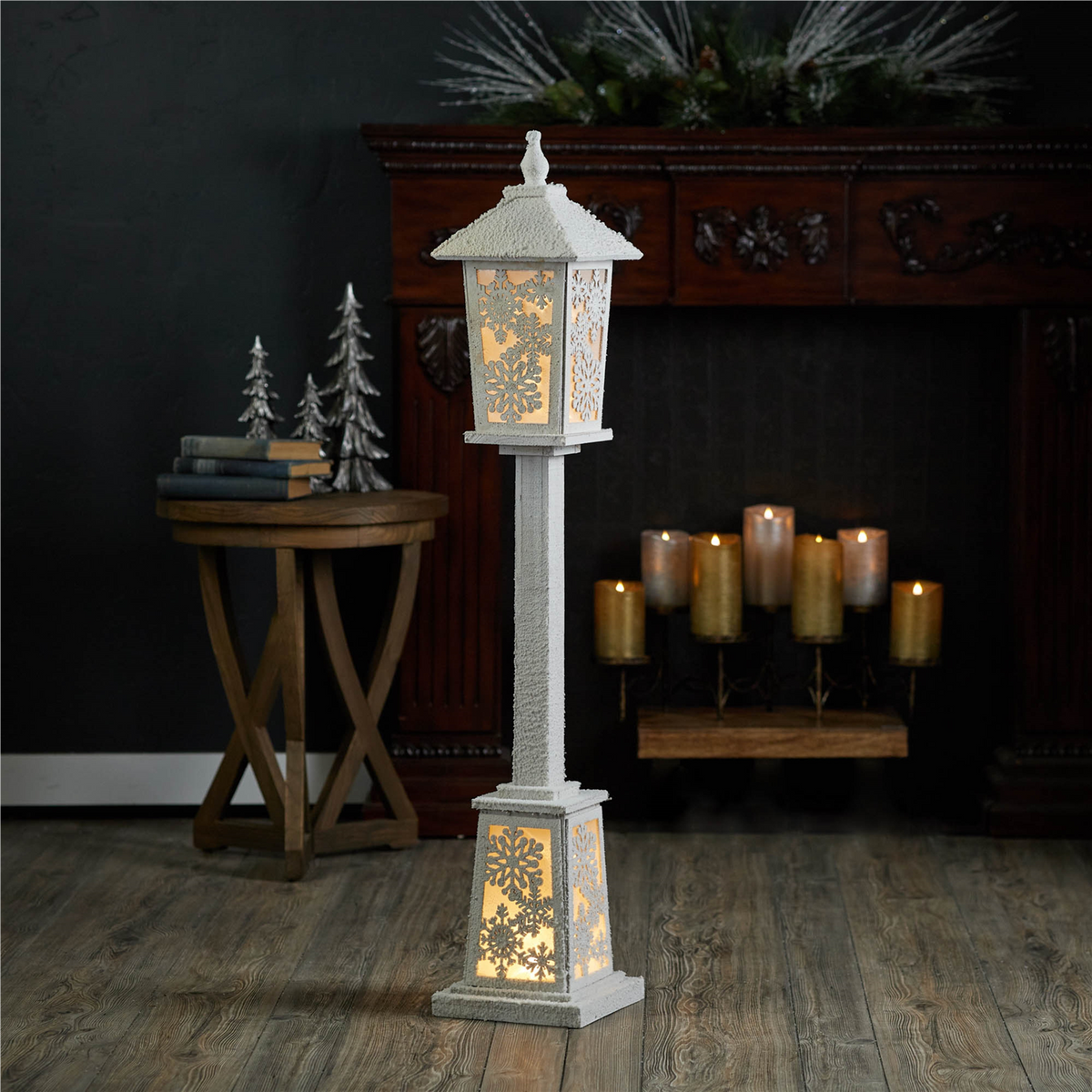 Lamp Post 48”H Wood 3 AA Batteries Not Included/USB Cord Included