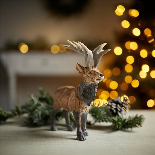 Wooden Deer Figurine -Ship Only