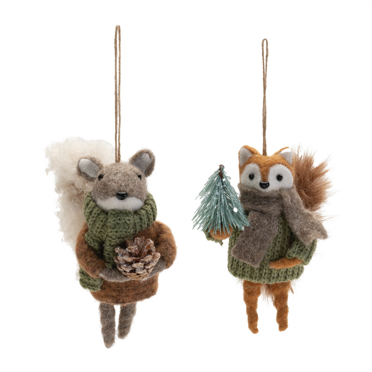 Felt Squirrel and Fox Ornament (Set of 12) -Ship Only