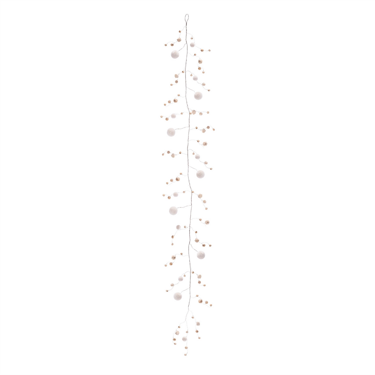 Wood Bead and Puff Ball Garland (Set of 2) -Ship Only