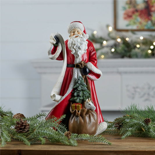 Santa w/List 16”H Resin -Ship Only