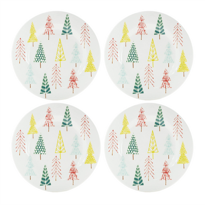Ceramic Pine Tree Print Plate (Set of 4)