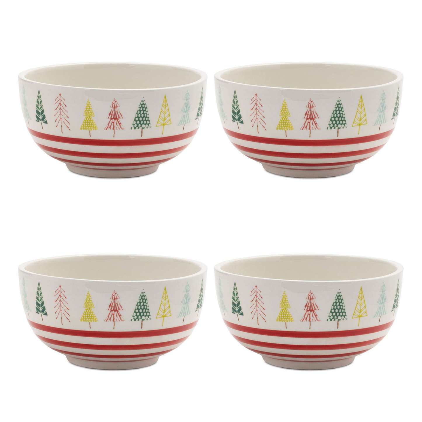 Ceramic Pine Tree Print Bowl (Set of 4)