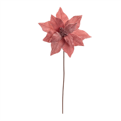 Glittered Poinsettia Flower Stem (Set of 6)