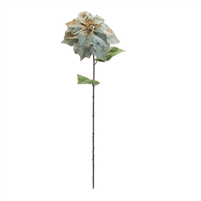 Glittered Poinsettia Flower Stem (Set of 6)