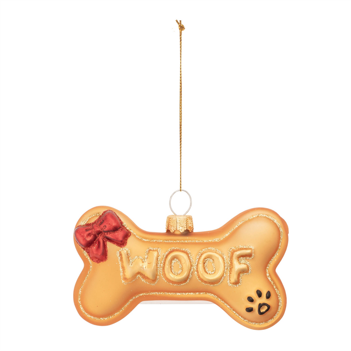 Woof Bone Ornament (Set of 12) 3.75"L x 3"H Glass -Ship Only