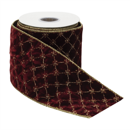 Ornate Diamond Pattern Wired Ribbon (Set of 2)