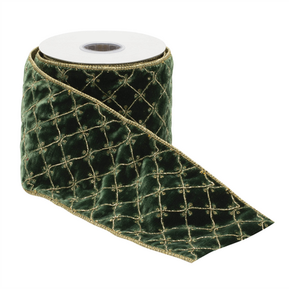 Ornate Diamond Pattern Wired Ribbon (Set of 2)