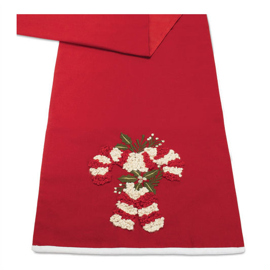 Candy Cane Table Runner 72"L x 14"W Cotton -Ship Only