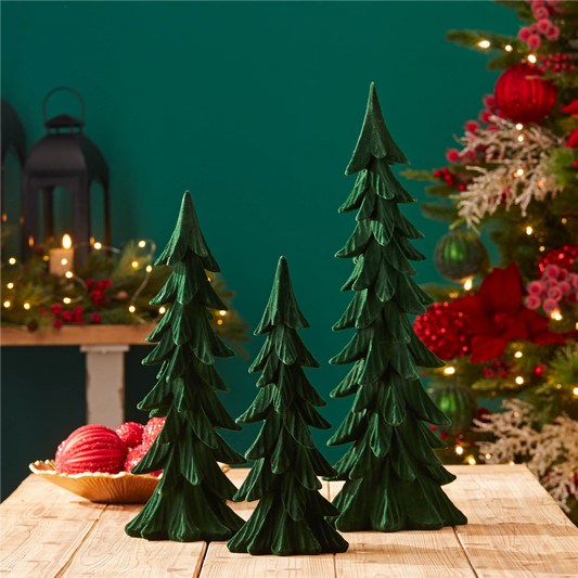 Velvet Pine Tree (Set of 3) -Ship Only