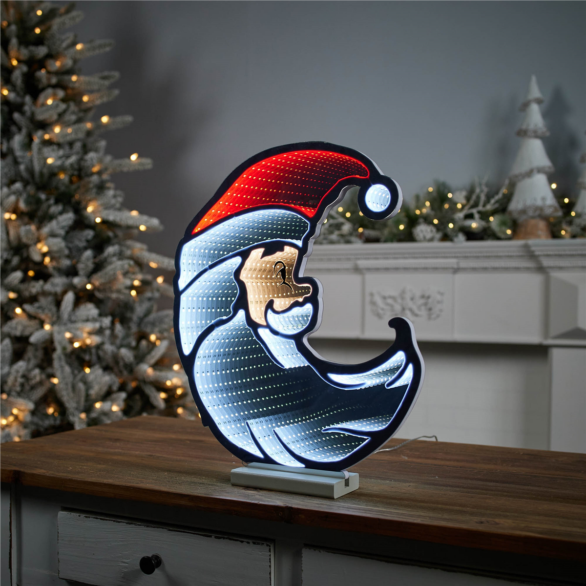 Santa Half Moon Ekkolight 17"H Acrylic UL Plug -Ship Only