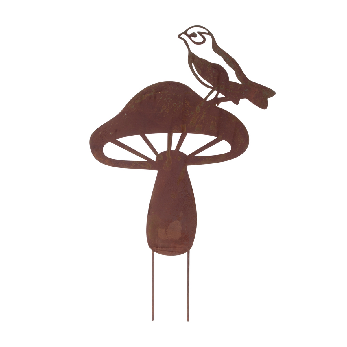 Bird & Mushroom Stake (Set of 2) 19"H, 19.5"H Iron -Ship Only