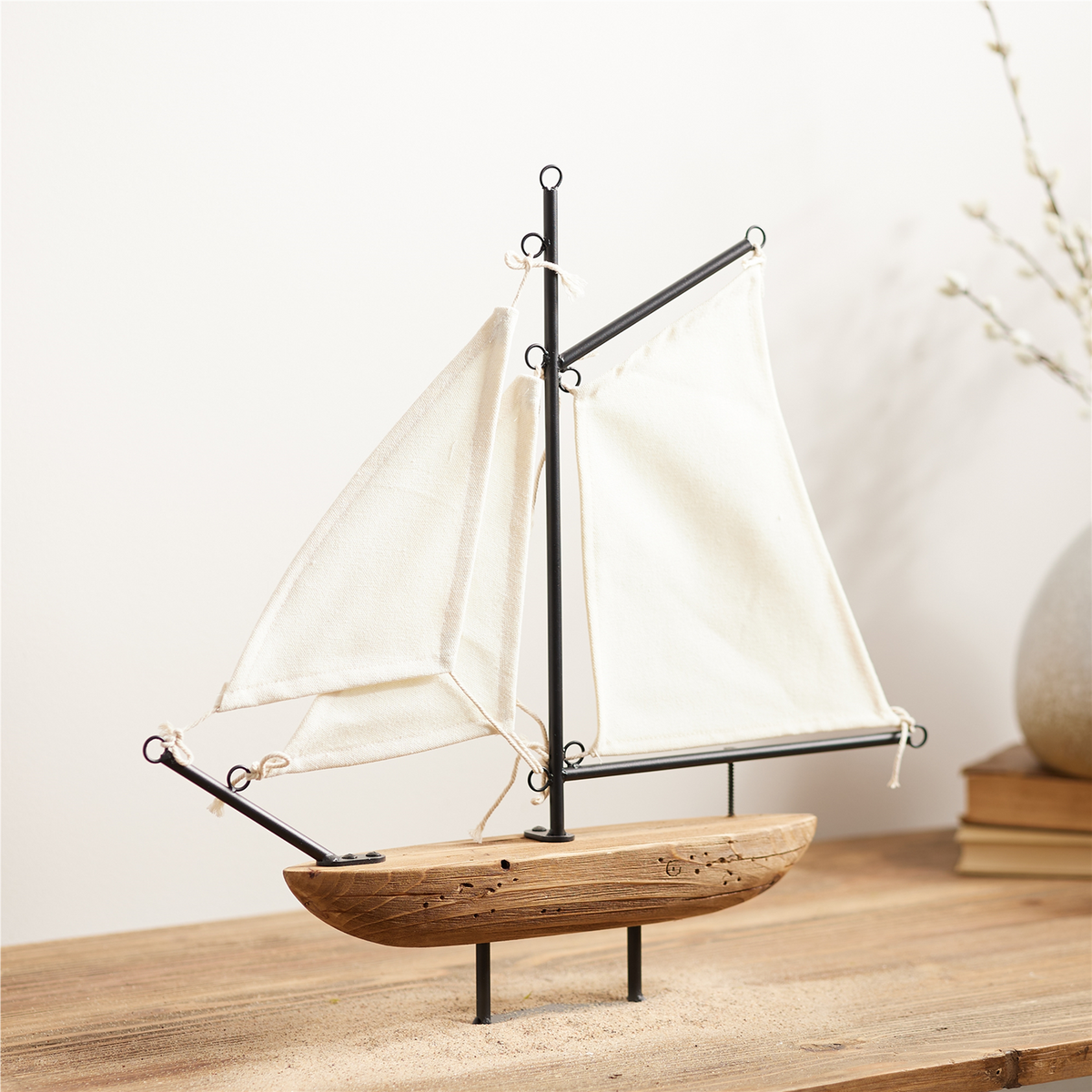 Sail Boat 19.5"L x 18.75"H Iron/Wood -Ship Only