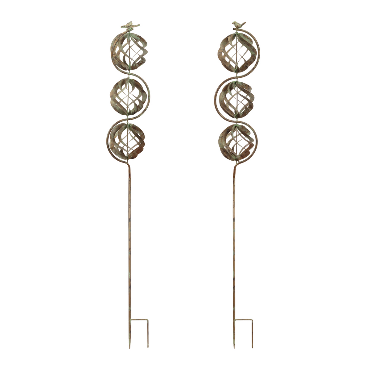 Bird and Butterfly w/Triple Orb Stake (Set of 4) -Ship Only