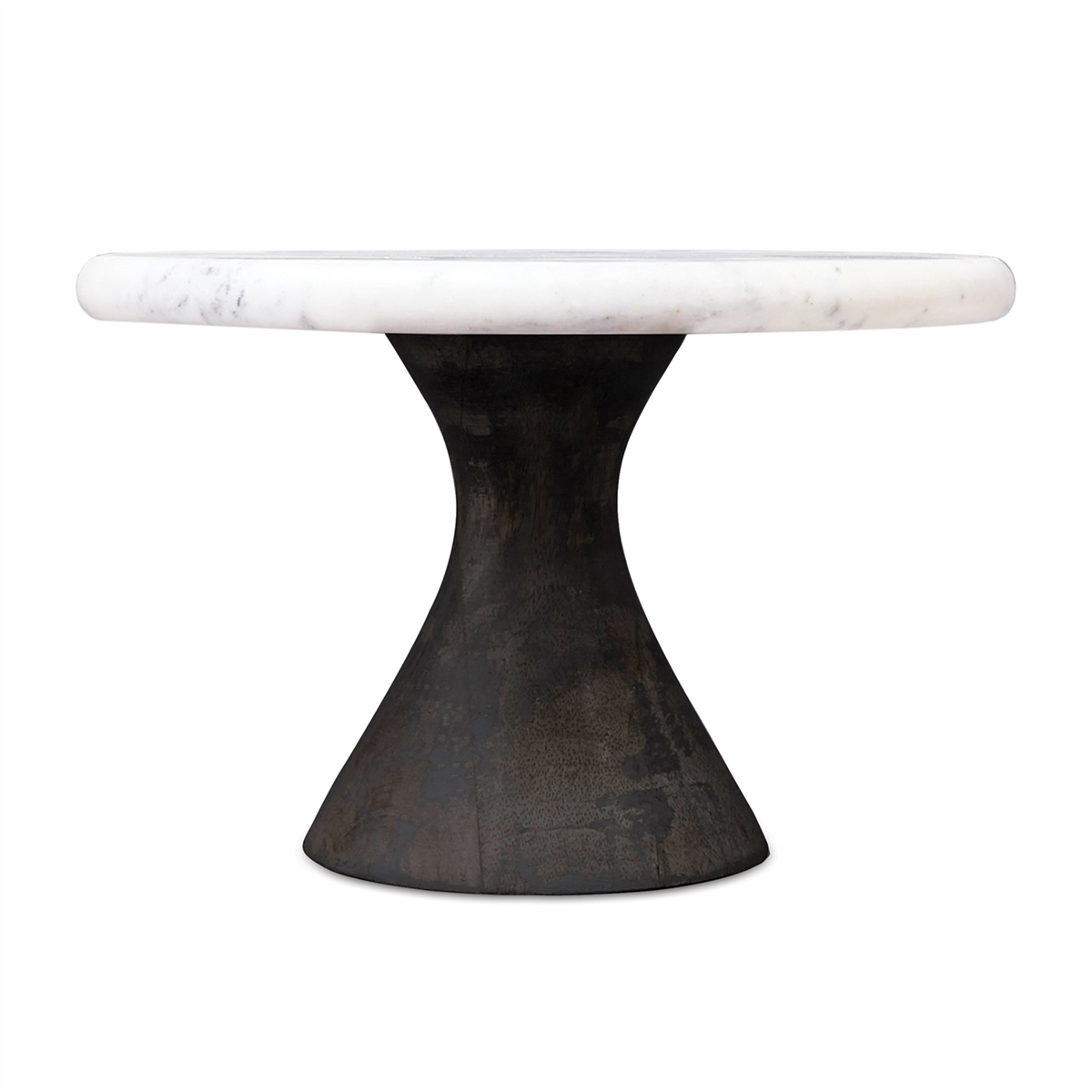 Pedestal Tray (Set of 2) 8"D x 6"H Marble/Wood -Ship Only