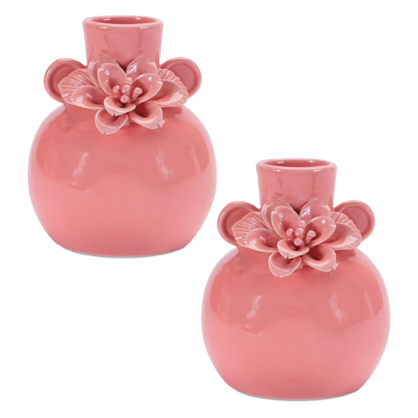 Storeware Bud Vase with Floral Accent (Set of 2)
