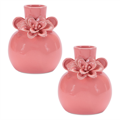 Storeware Bud Vase with Floral Accent (Set of 2)