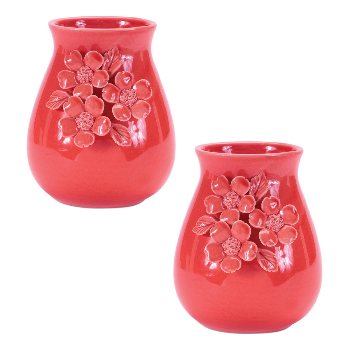 Storeware Vase with Floral Accent (Set of 2)