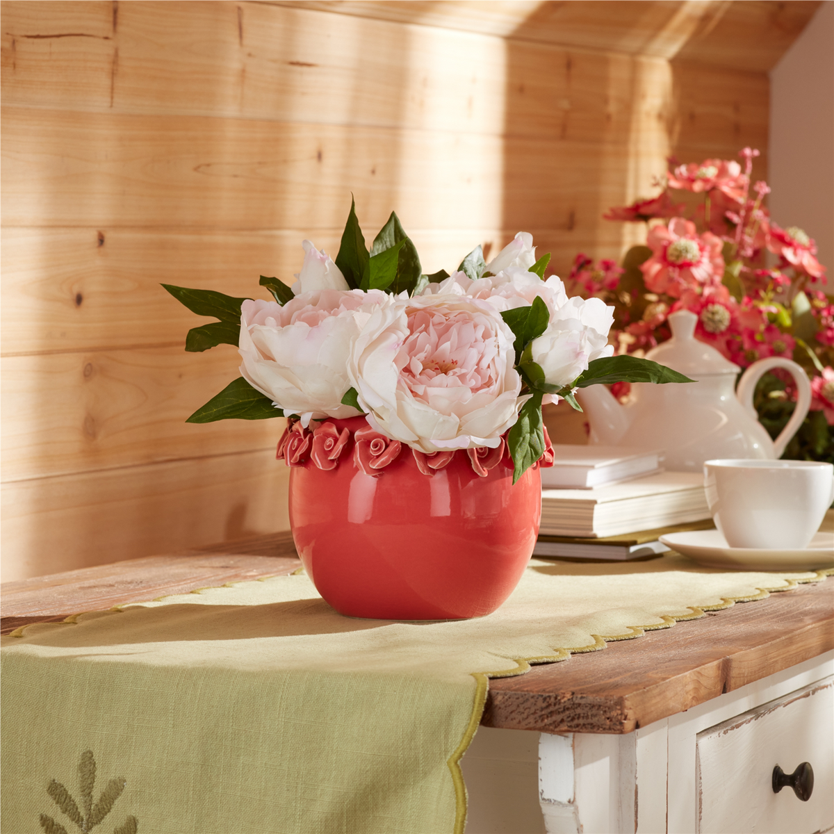 Storeware Bud Vase with Floral Accent (Set of 2) -Ship Only