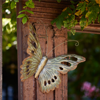Distressed Metal Butterfly Wall Hanging (Set of 2)
