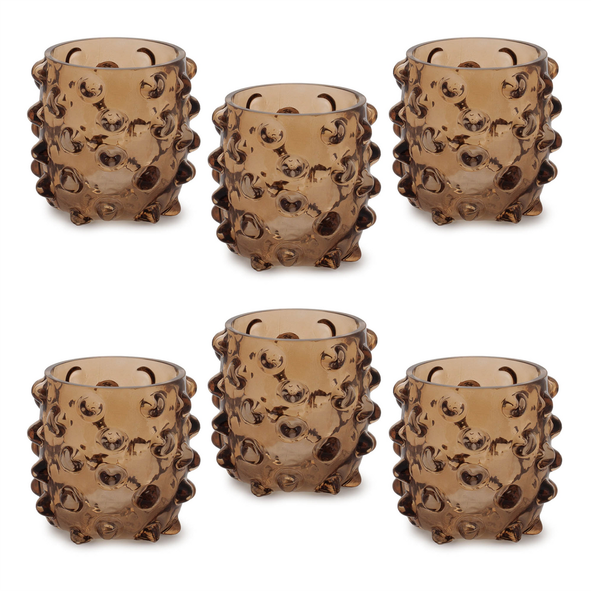 Textured Glass Candle Holder (Set of 6)