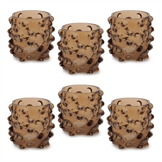 Textured Glass Candle Holder (Set of 6) -Ship Only
