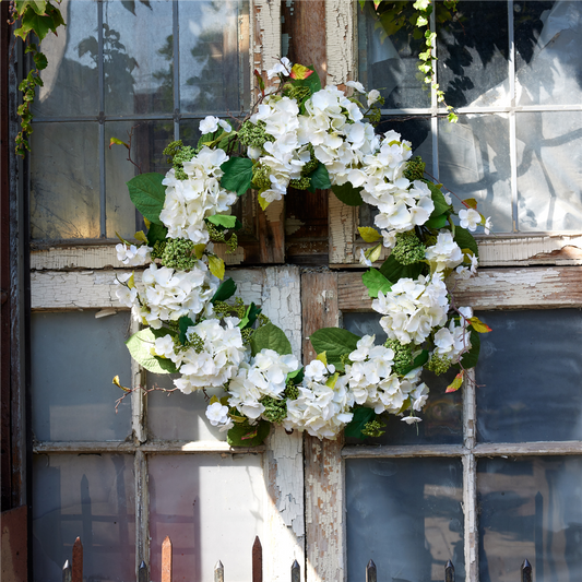 Hydrangea and Seedum Floral Wreath 22"D -Ship Only