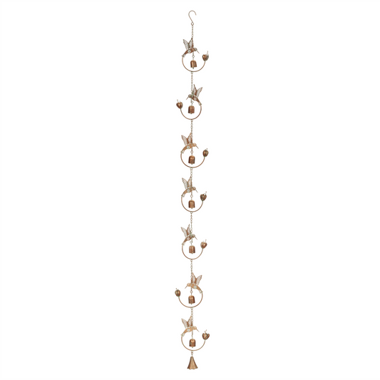 Iron Hummingbird and Bell Rain Chain -Ship Only