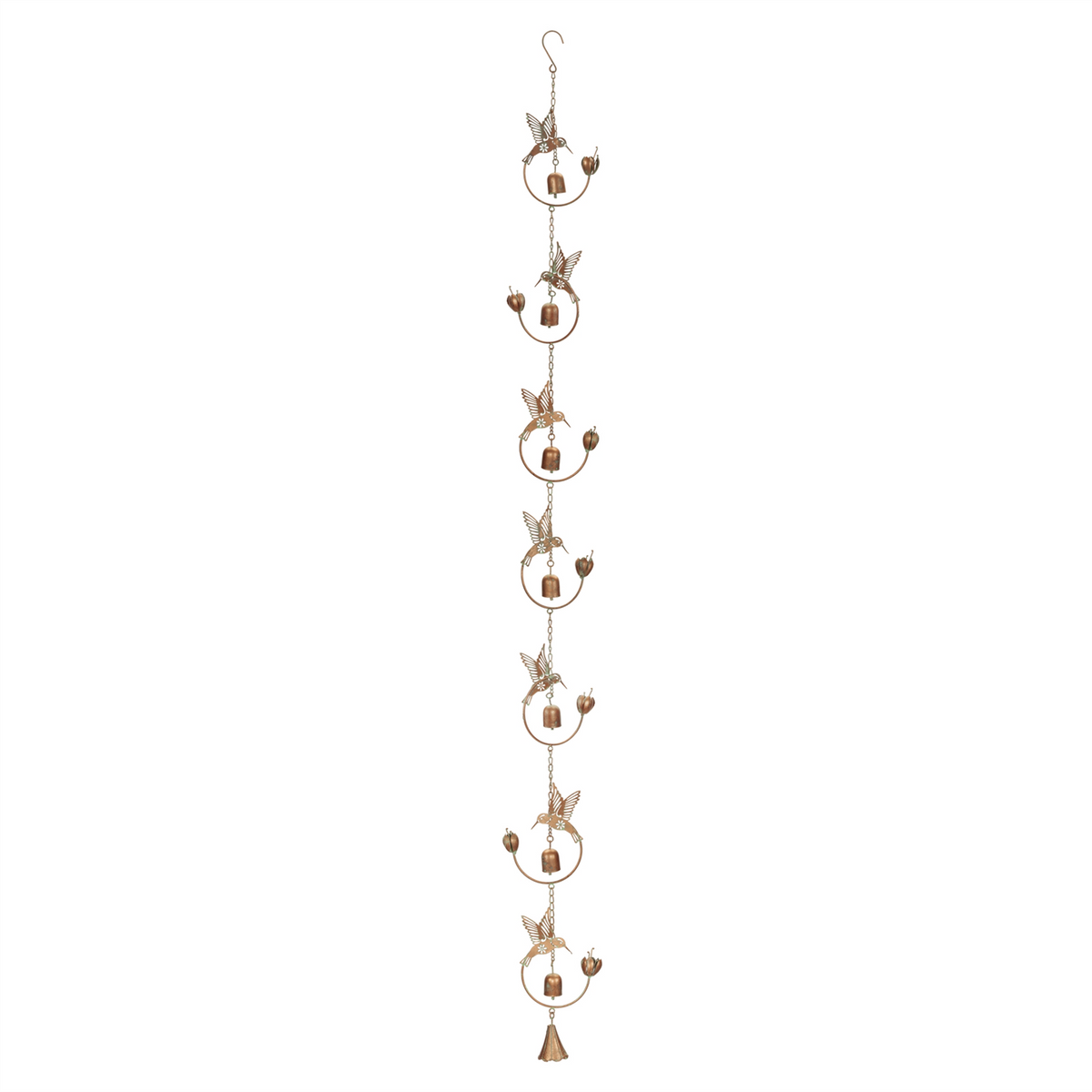Iron Hummingbird and Bell Rain Chain -Ship Only
