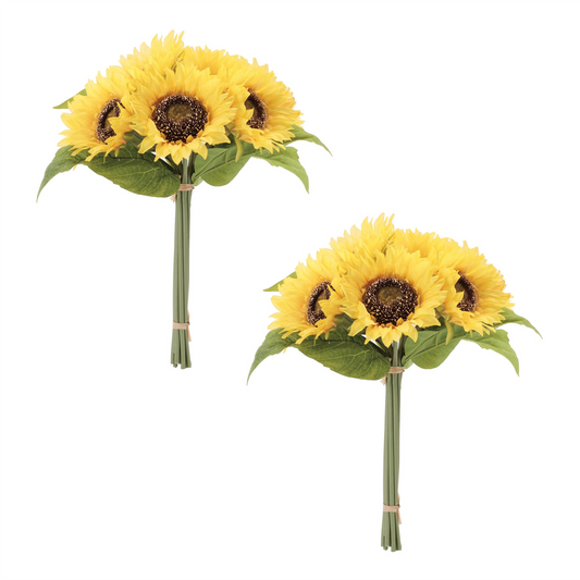 Sunflower Bundle (Set of 2) 13.25”H Plastic/Polyester -Ship Only