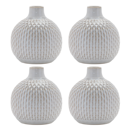 Notched Ceramic Bottle Vase (Set of 4) -Ship Only