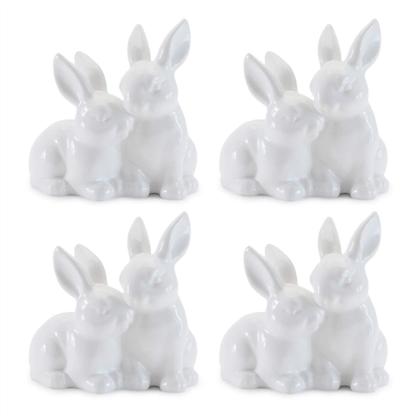 Ceramic Mini Garden Bunny Couple (Set of 4)