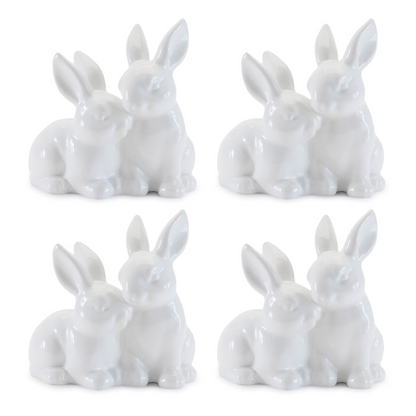 Ceramic Mini Garden Bunny Couple (Set of 4)