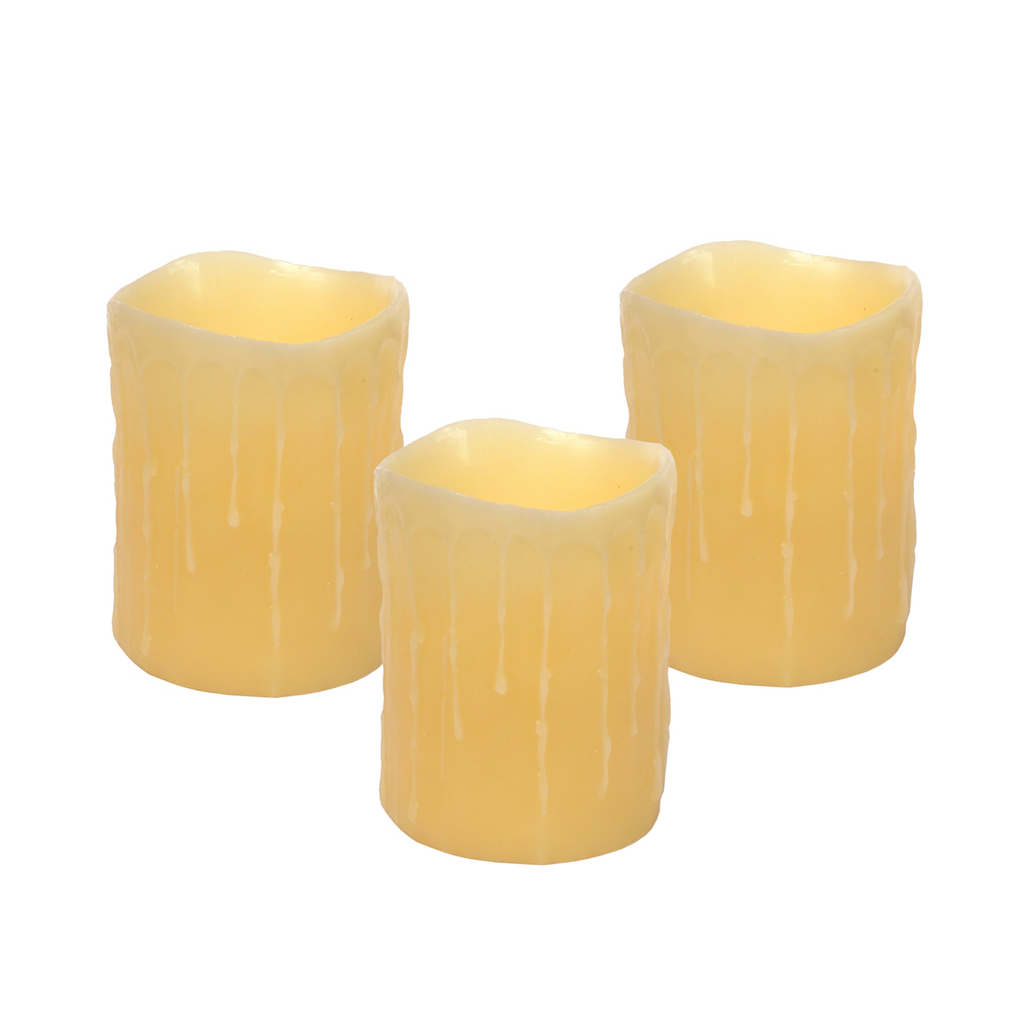 LED Dripping Wax Pillar Candles (Set of 3) -Ship Only