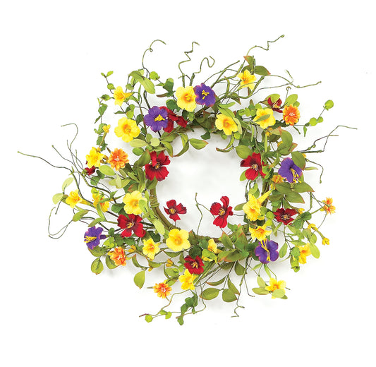 Summer Garden Trumpet Wreath 20"D -Ship Only