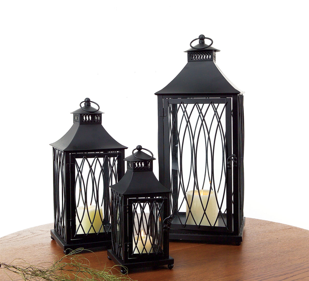Traditional Black Metal Lantern (Set of 3) -Ship Only