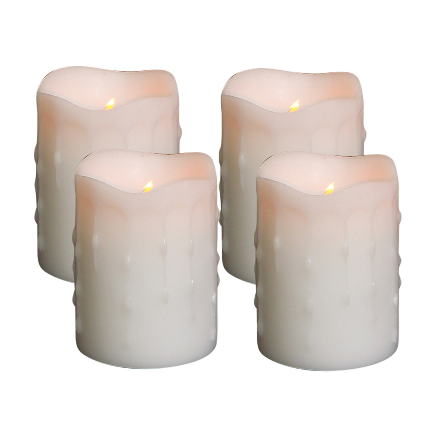 LED Dripping Wax Pillar Candles (Set of 4) -Ship Only