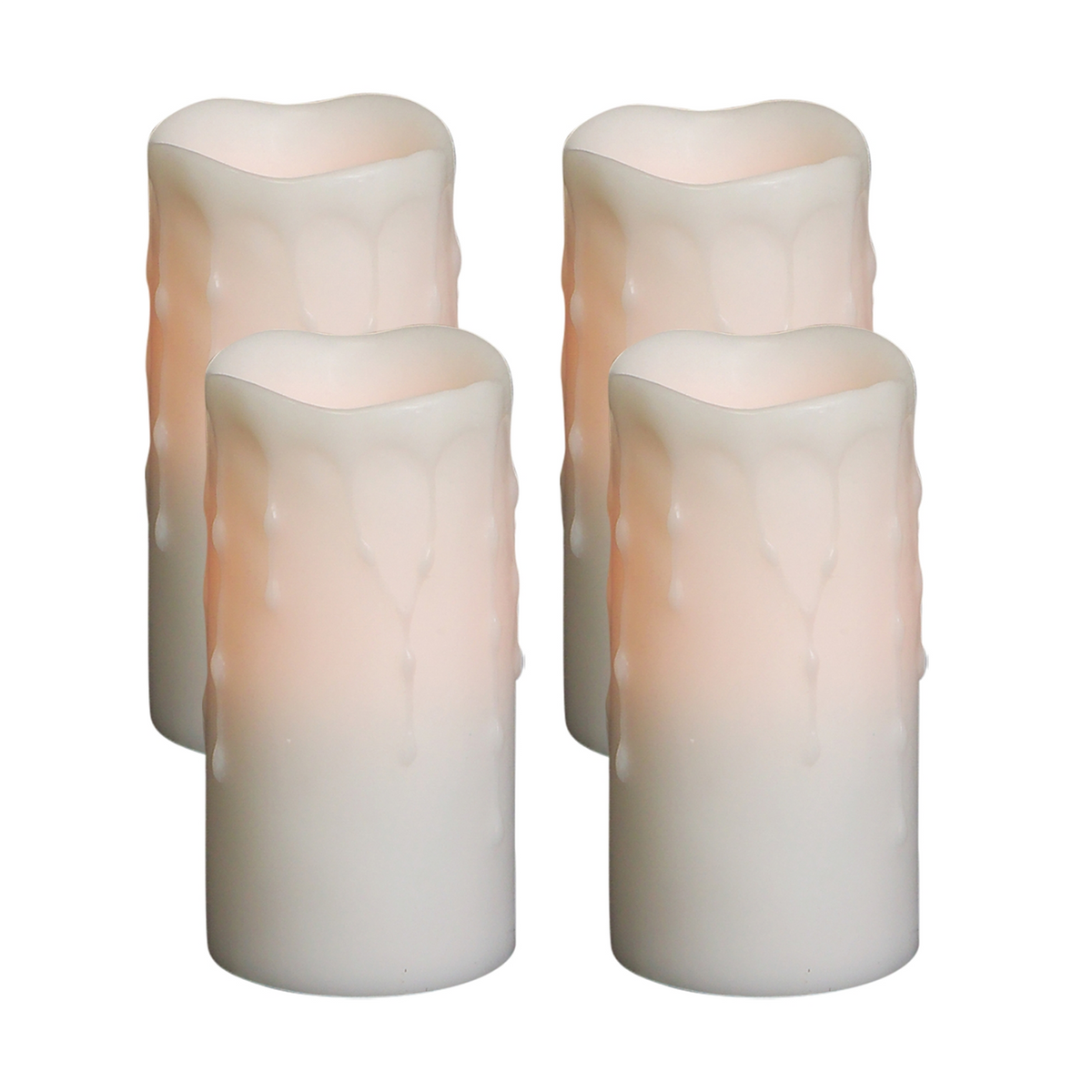 LED Dripping Wax Pillar Candles (Set of 4) -Ship Only