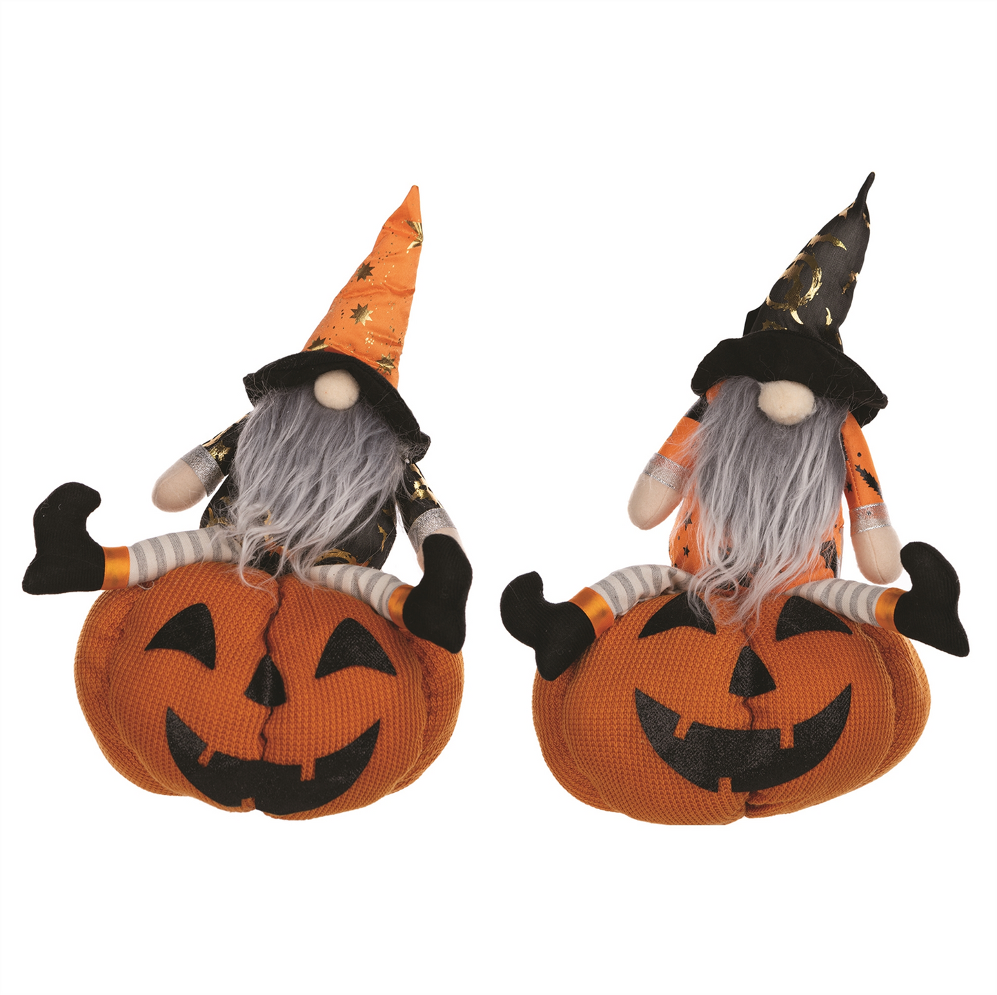 Plush Halloween Gnome with Jack O Lantern (Set of 2) -Ship Only