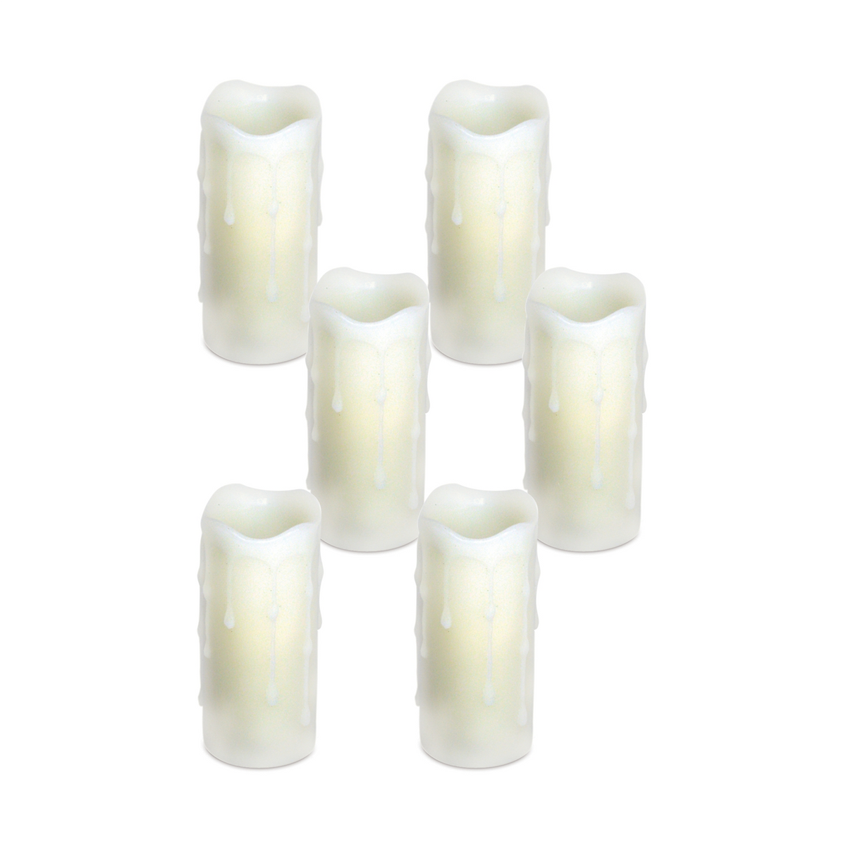 LED Dripping Wax Pillar Candles (Set of 6) -Ship Only