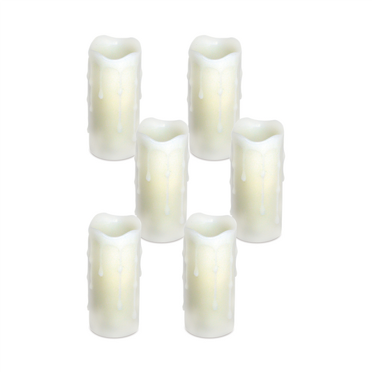 LED Dripping Wax Pillar Candles (Set of 6) -Ship Only