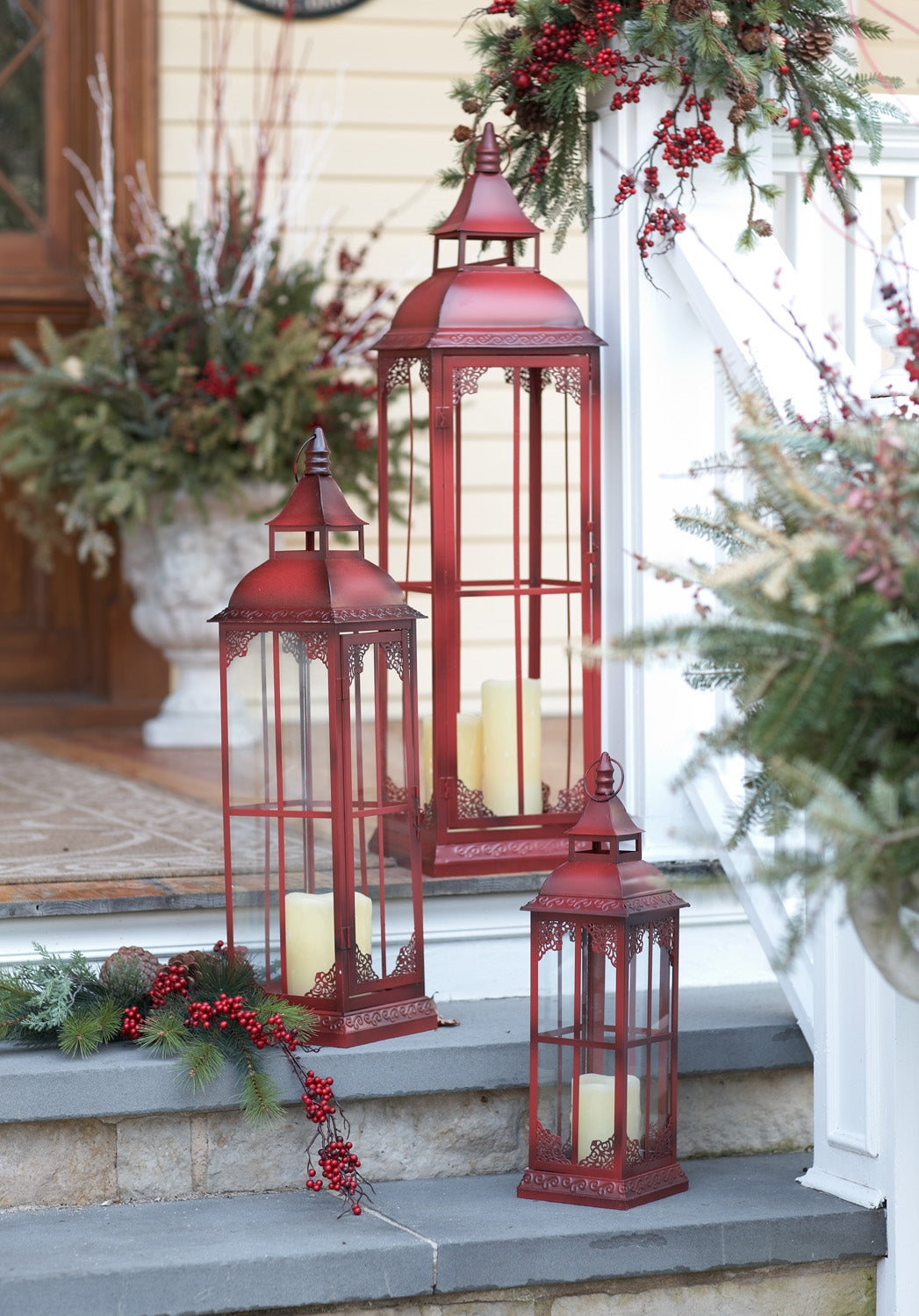 Ornamental Metal Floor Lantern (Set of 3) -Ship Only