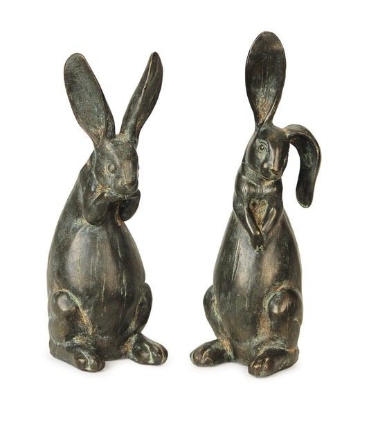 Floppy Eared Rabbits (Set of 2) 16.75"H Polystone -Ship Only