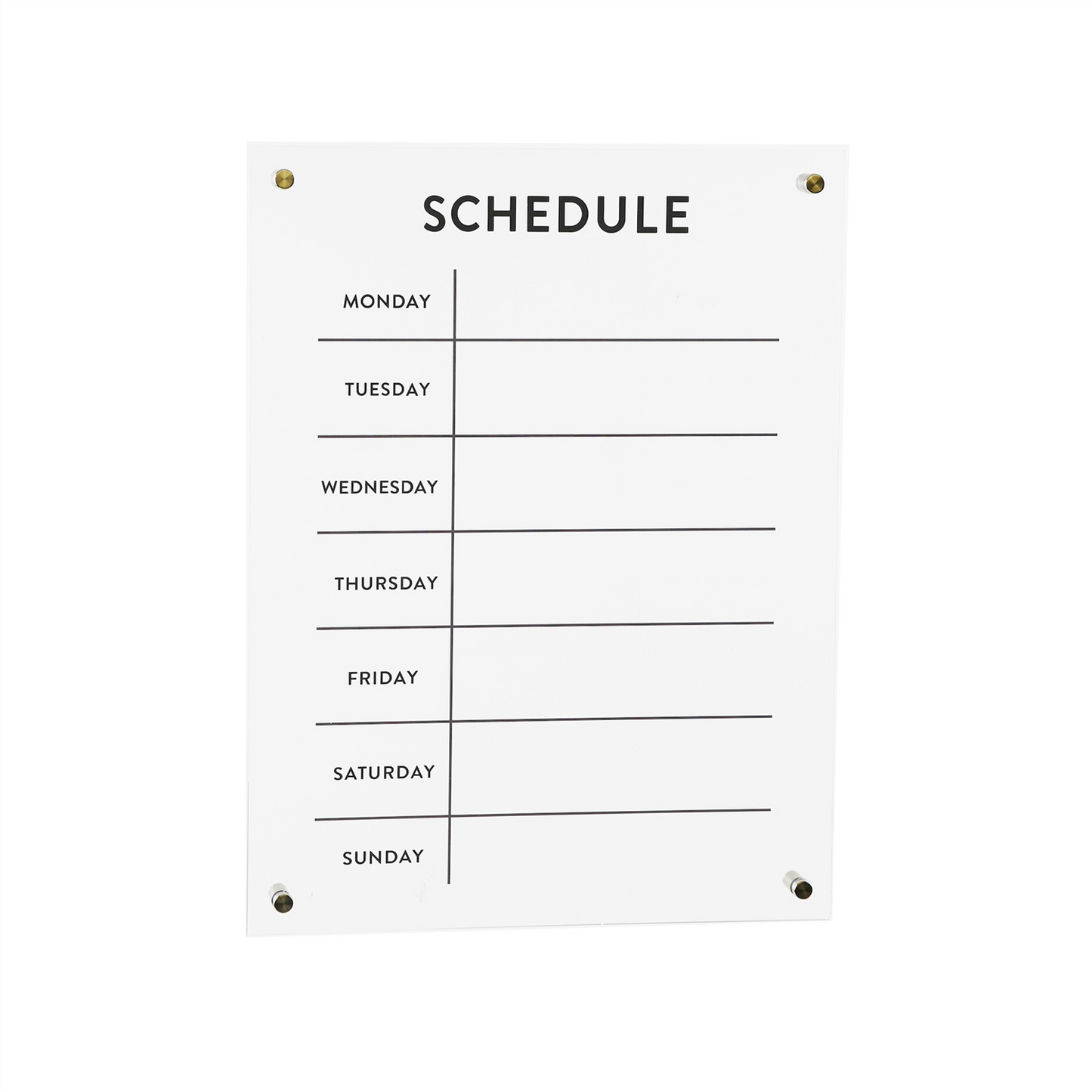 Acrylic Dry Erase Weekly Calender 19"H -Ship Only