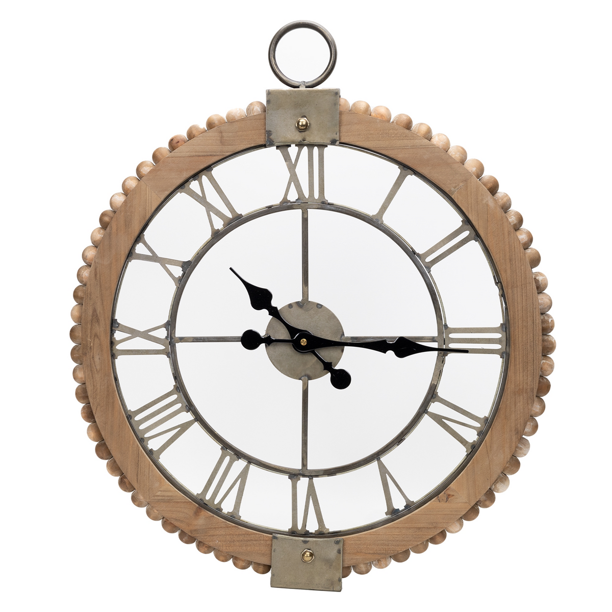Beaded Wood Wall Clock with Metal Face 30"H -Ship Only