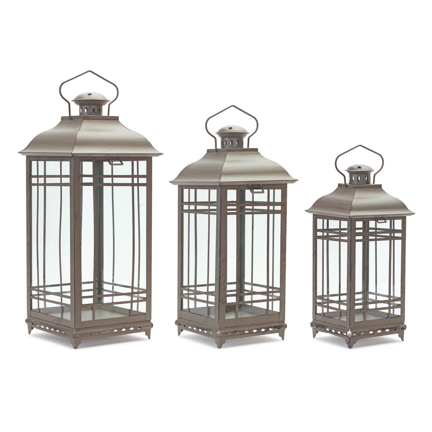 Traditional Brown Metal Lantern (Set of 3) -Ship Only