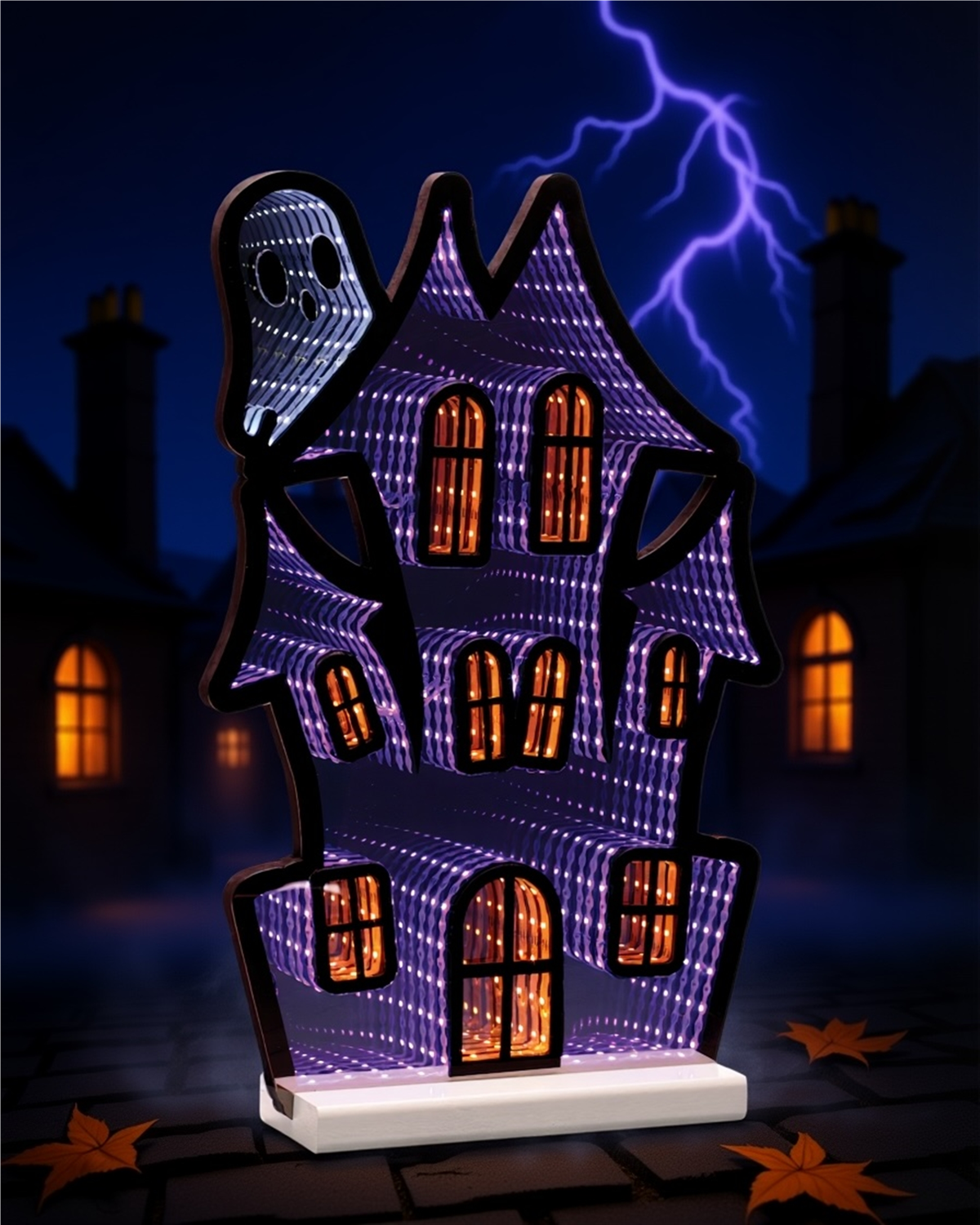 Haunted House w/Ghost Ekkolight 16"H -Ship Only