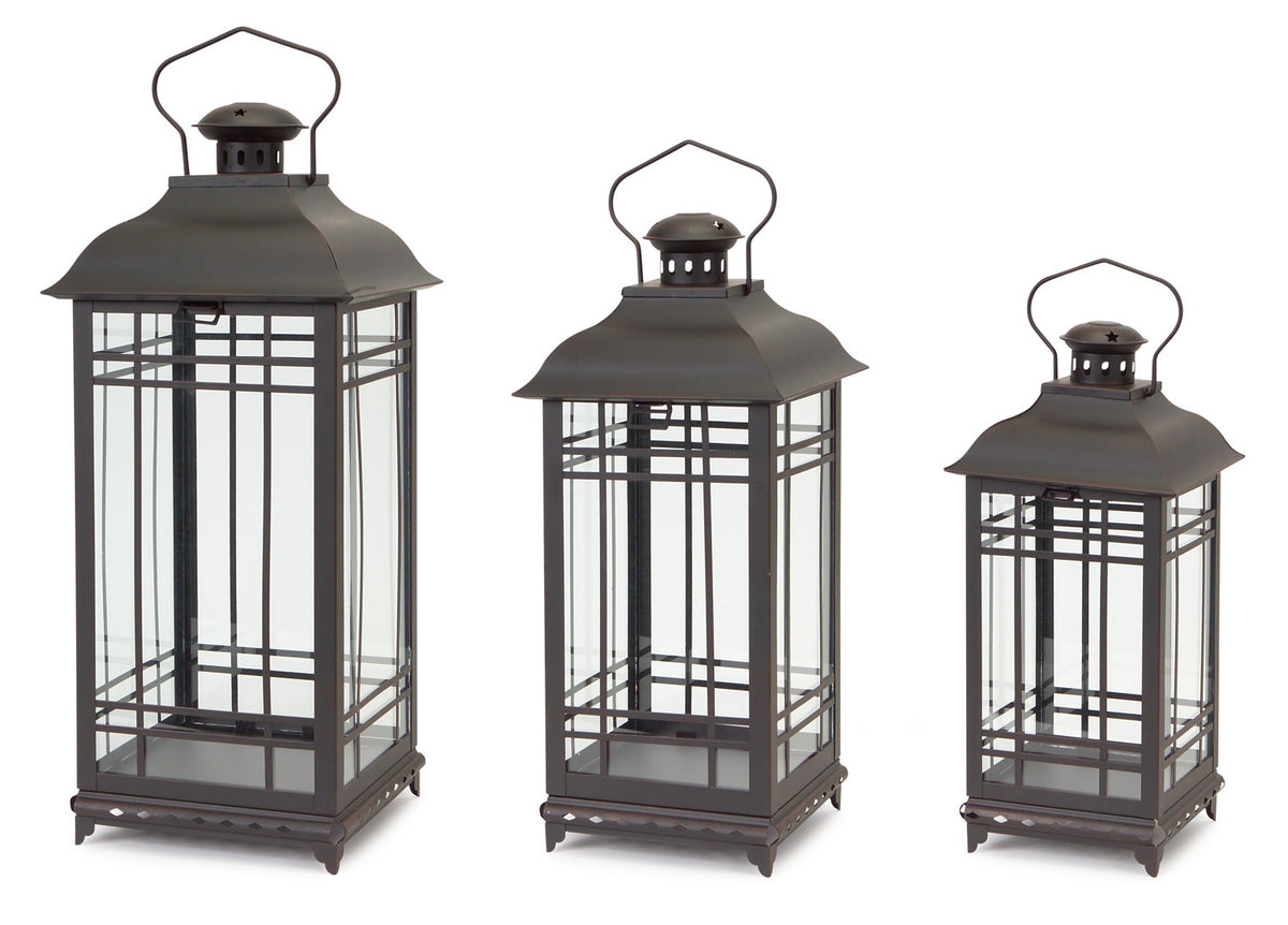 Traditional Black Metal Lantern (Set of 3) -Ship Only